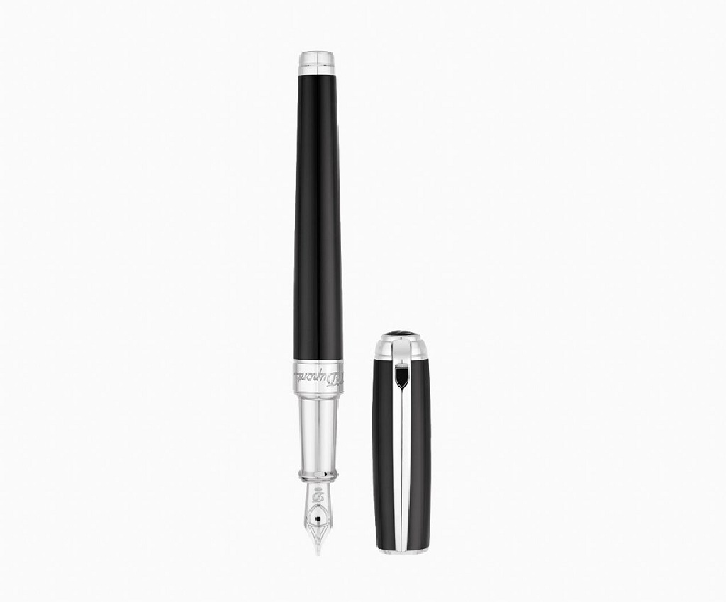 Line D Medium Black Lacquer &amp; Palladium Fountain Pen